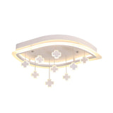Kids Leaf Flushmount Acrylic Led Ceiling Light In White With Mathematical Sign Drapes - Ideal For