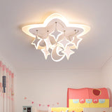 Starry Kids Room Led Ceiling Light With Acrylic Cartoon Design In Warm/White Flush Mount Lamp White