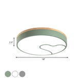 Green/White/Grey Macaron Ceiling Led Light With Wave Pattern And Wood Accent