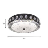 Modern Black Metal Led Flush Mount Bedroom Lamp With Crystal Accent