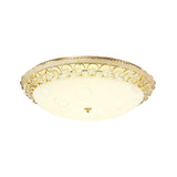 Frosted Glass Gold Ceiling Lamp - Domed Led Flush Light With Crystal Accent (16/19.5 Wide)