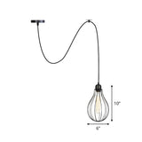 Antiqued Iron Jar Mesh Pendant Ceiling Light - 1 Head Hanging Lamp Kit For Restaurants In Black