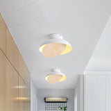 Ceiling Light With Mobile Wood Shield - Macaron Iron Flush Mount Led Yellow/Pink/Green Foyer White