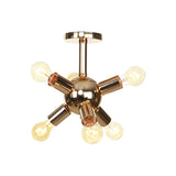 Vintage Semi-Flush Mount Ceiling Lamp With Chrome/Gold Sputnik Design Available In 6 9 Or 12 Lights