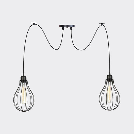 Vintage Iron Pear Cage Swag Pendant Lamp Black Multiple Hanging Lights 2/3/6 Light Options