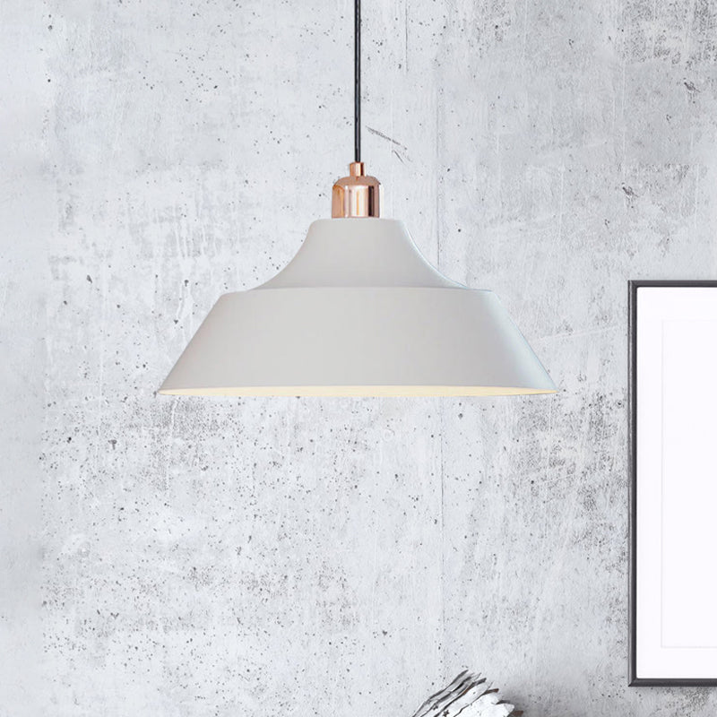 Sleek 1-Head Dining Room Pendant Light With Modern Matte White Finish And Barn Iron Shade