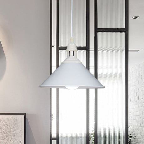 Farmhouse Style Metal Ceiling Pendant Black/White Finish Indoor Hanging Light Fixture White