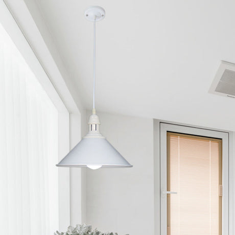 Farmhouse Style Metal Ceiling Pendant Black/White Finish Indoor Hanging Light Fixture