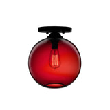 Industrial Style Semi-Flush Ceiling Light With Globe Shade In Red/Brown/Blue Glass For Dining Room