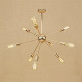 Copper/Chrome Sputnik Chandelier - Retro Metal Pendant Light With 9/12 Lights Stylish Ceiling Lamp