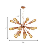 Modern Farmhouse Iron Chandelier Light - 18/21 Lights Copper/Gold Finish Sputnik Ceiling Fixture For