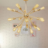 Modern Farmhouse Iron Chandelier Light - 18/21 Lights Copper/Gold Finish Sputnik Ceiling Fixture For