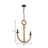 Anchor Design Chandelier Pendant Light - Lodge 2-Head Dining Room Ceiling Fixture (Beige)