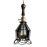 Vintage Metal Mini Cage Wall Lighting Pendant Ceiling Light With Petal Shade And Rust Finish