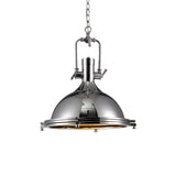 Industrial Nickel Finish Domed Pendant Light With Swivel Joint - Metallic 1-Bulb Kitchen Hanging