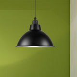 Industrial Style Black Metal Pendant Lighting - 1 Head Bowl Suspension Light 12’/14’/15’ Width