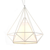 Wire Frame Pendant Light With Fabric Shade - White Metal Ceiling Lighting For Coffee Shop

Note: The