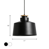 Modern Black/White Metal Pendant Light With Adjustable Cord - Barn/Cylinder/Tapered Design