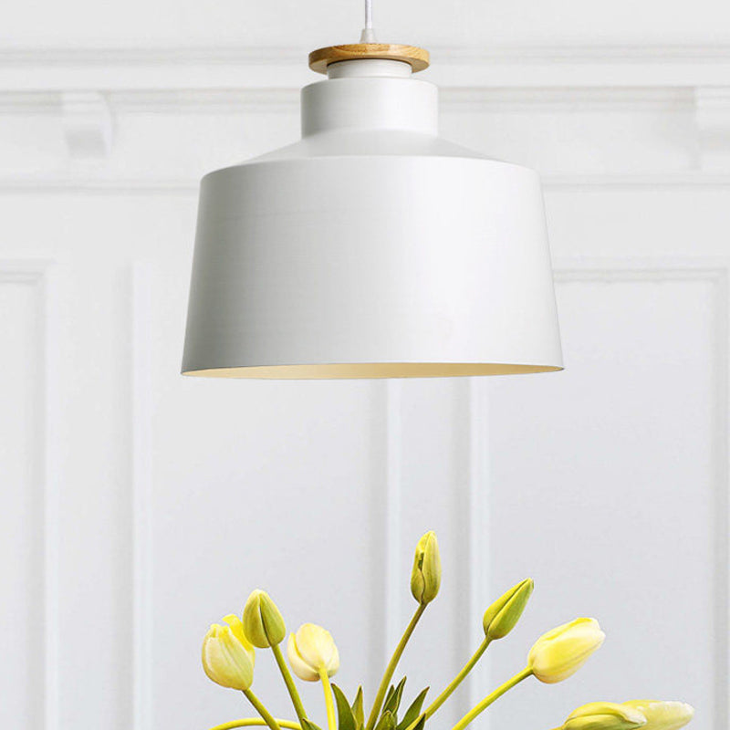 Modern Black/White Metal Pendant Light With Adjustable Cord - Barn/Cylinder/Tapered Design White / B
