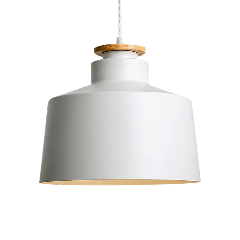 Modern Black/White Metal Pendant Light With Adjustable Cord - Barn/Cylinder/Tapered Design