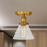 Industrial Clear Glass Semi Flush Mount In Black/Bronze/Copper