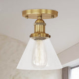 Industrial Clear Glass Semi Flush Mount In Black/Bronze/Copper Brass