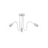 Loft Style Semi-Flush Mount Light: Exposed Metal 3/5 Heads Black/White Finish
