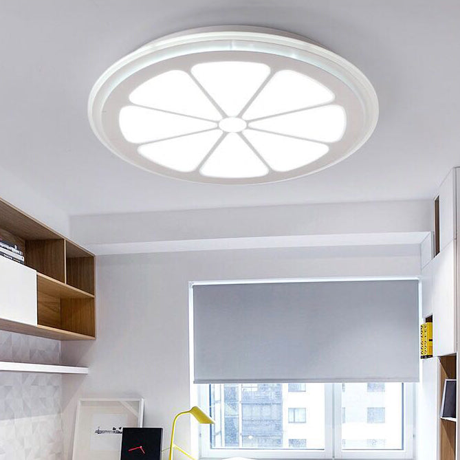 Lemon Led Circular Ceiling Mount Light Cartoon Acrylic Lamp White Perfect For Bathrooms