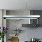 Modern Led Metal Pendant Lamp - Elongated Oval Design In Silver With Adjustable Light Temperature /