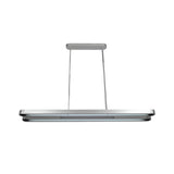 Modern Led Metal Pendant Lamp - Elongated Oval Design In Silver With Adjustable Light Temperature