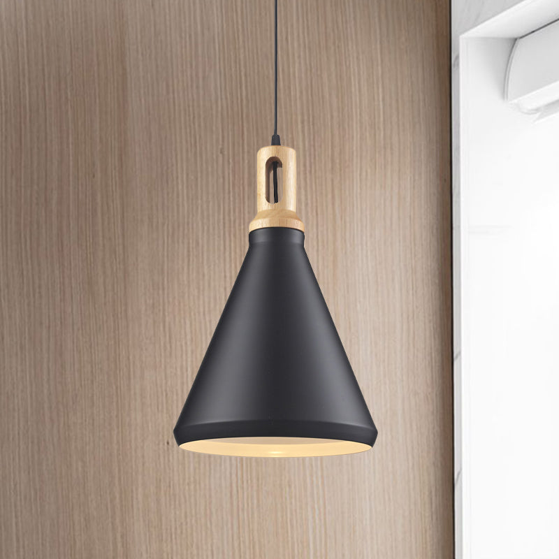 Modern Hanging Ceiling Light With Cone/Drum Shade - 1-Light Aluminum Pendant For Dining Room
