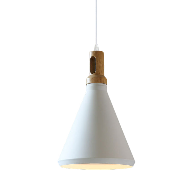 Modern Hanging Ceiling Light With Cone/Drum Shade - 1-Light Aluminum Pendant For Dining Room