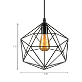 Industrial Geometric Metal Pendant Light - 1 Black/White 7/8.5/11 W For Living Room