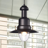 Nautical Style 1-Light Flat Shade Pendant Lamp In Black/White Finish - Perfect For Your Kitchen