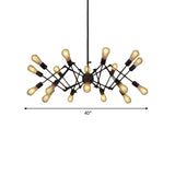 Vintage Spider Metal Ceiling Light - Black Adjustable Chandelier For Restaurants