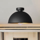 Black Metallic Dome Ceiling Flush Mount: Stylish 1 Light Bar Semi-Flush Fixture