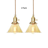 Amber Ruffle Glass Pendant Lamp - Retro Flared Style 1 Light Kitchen Ceiling Hanging / 2
