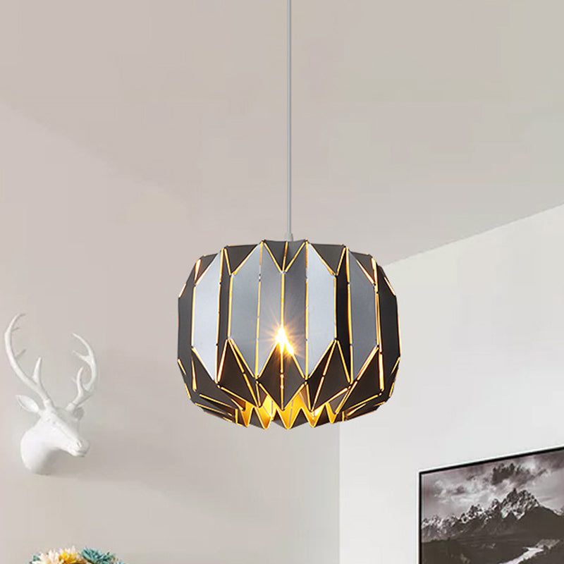 Modern 1-Light Ceiling Pendant With Sleek Silver/Black Metal Shade - Stylish Hanging Lamp Kit