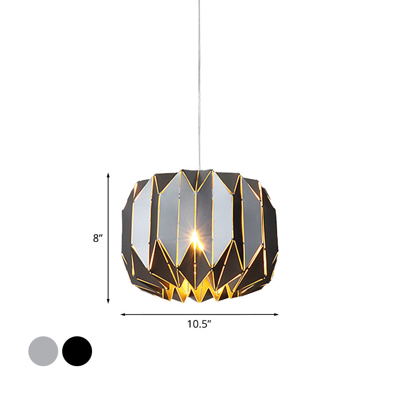 Modern 1-Light Ceiling Pendant With Sleek Silver/Black Metal Shade - Stylish Hanging Lamp Kit