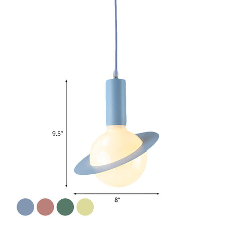 1 Light Glass Shade Pendant Set - Post-Modern Pink/Blue/Green Dining Room Hanging Lamp