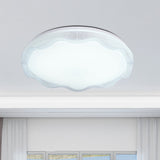 16/19.5 Simple Style Scalloped Ceiling Lamp With Acrylic Diffuser - White/Blue/Gold Flush Light