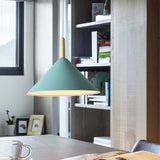 Modern Metal Cone Pendant Light With Yellow/Blue Finish 12.5/16.5 Dia