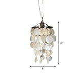 Nordic Shell Wind Chime Pendant Light - Elegant White Hanging Ceiling For Living Room