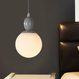 Pendulum Glass Pendant Lighting - Post-Modern 1 Light Hanging Lamp In White With Grey/Blue/Green
