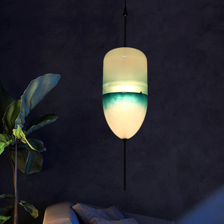 Modern Blue Teardrop Pendant Lamp With Glass Shade In White/Warm Light / White D