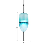 Modern Blue Teardrop Pendant Lamp With Glass Shade In White/Warm Light