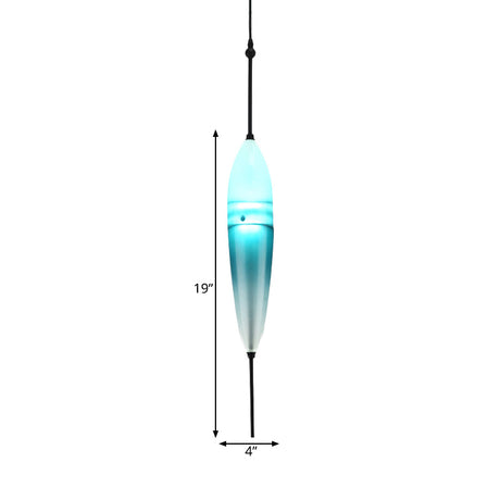 Modern Blue Teardrop Pendant Lamp With Glass Shade In White/Warm Light