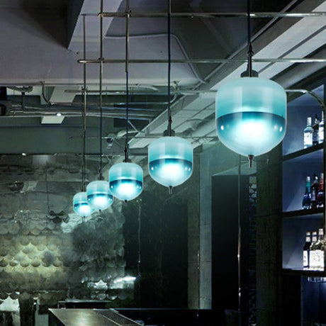 Modern Blue Teardrop Pendant Lamp With Glass Shade In White/Warm Light