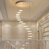 Contemporary Led Acrylic Spiral Hanging Star Lights - 8/12/18 Heads Warm/White Light