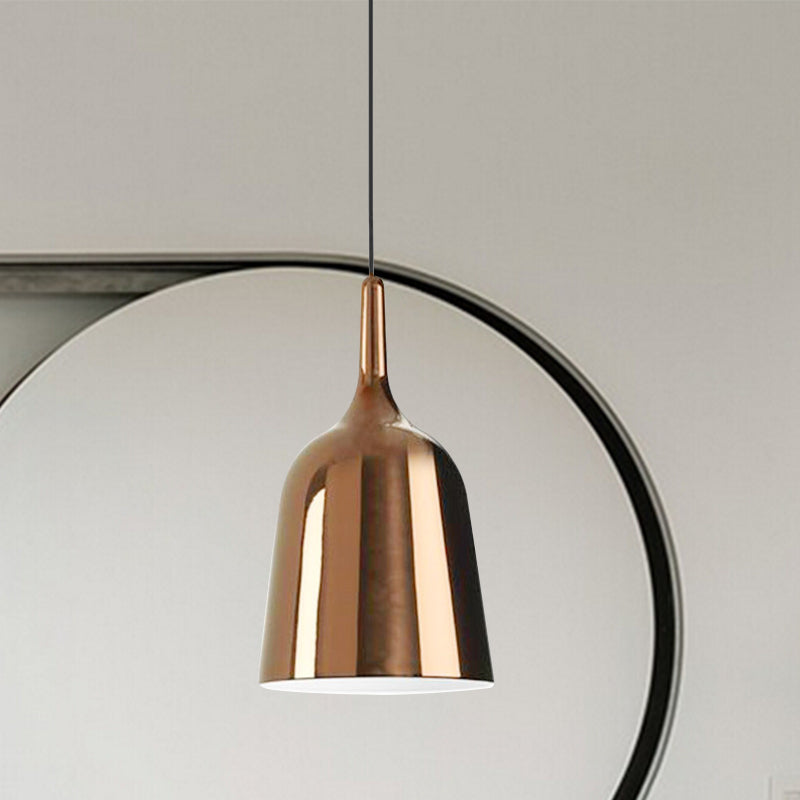 Bunda - Modern 6/8/10.5 Wide Bell Pendant Lighting Metal 1 Light Black/White/Chrome Hanging Ceiling